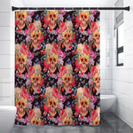 Blossom Peony Skull Pattern Print Premium Shower Curtain