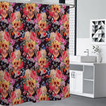 Blossom Peony Skull Pattern Print Premium Shower Curtain