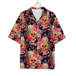Blossom Peony Skull Pattern Print Rayon Hawaiian Shirt