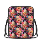Blossom Peony Skull Pattern Print Rectangular Crossbody Bag