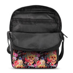 Blossom Peony Skull Pattern Print Rectangular Crossbody Bag