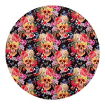 Blossom Peony Skull Pattern Print Round Blanket