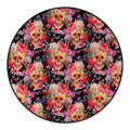 Blossom Peony Skull Pattern Print Round Floor Mat