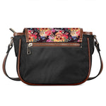 Blossom Peony Skull Pattern Print Saddle Bag