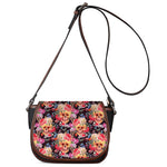 Blossom Peony Skull Pattern Print Saddle Bag