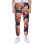 Blossom Peony Skull Pattern Print Scuba Joggers