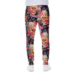 Blossom Peony Skull Pattern Print Scuba Joggers