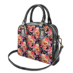 Blossom Peony Skull Pattern Print Shoulder Handbag