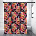 Blossom Peony Skull Pattern Print Shower Curtain