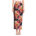 Blossom Peony Skull Pattern Print Side Slit Maxi Skirt