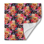 Blossom Peony Skull Pattern Print Silk Bandana