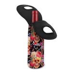 Blossom Peony Skull Pattern Print Single Neoprene Wine Tote