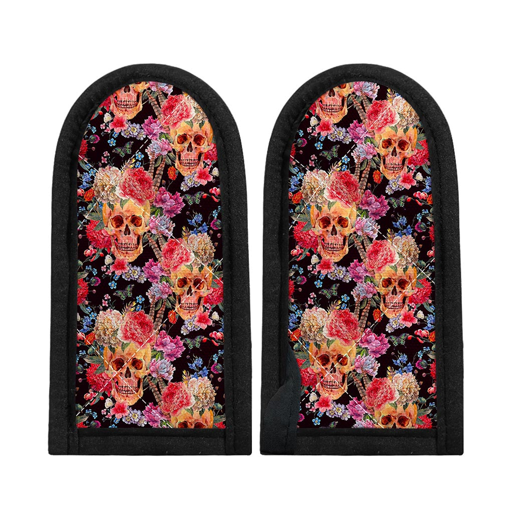 Blossom Peony Skull Pattern Print Skillet Handle Cover