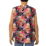 Blossom Peony Skull Pattern Print Sleeveless Baseball Jersey