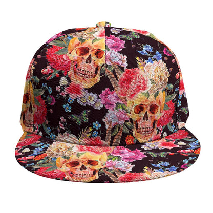 Blossom Peony Skull Pattern Print Snapback Cap