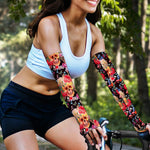 Blossom Peony Skull Pattern Print Sun Protection Arm Sleeves