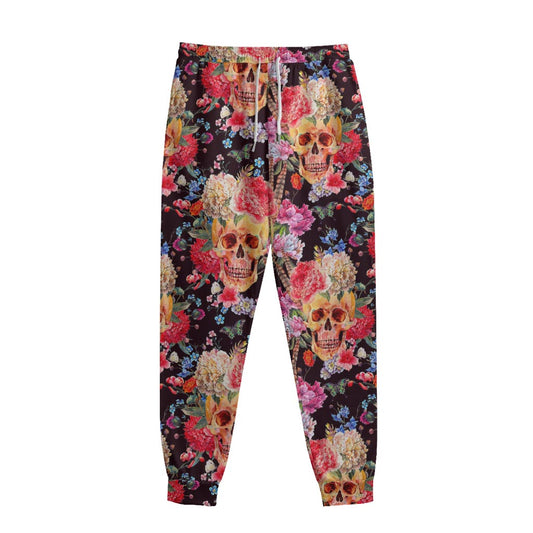 Blossom Peony Skull Pattern Print Sweatpants