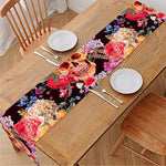 Blossom Peony Skull Pattern Print Table Runner