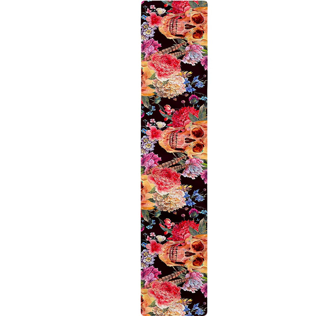 Blossom Peony Skull Pattern Print Table Runner