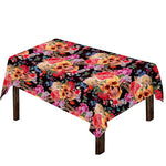 Blossom Peony Skull Pattern Print Tablecloth