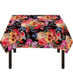 Blossom Peony Skull Pattern Print Tablecloth