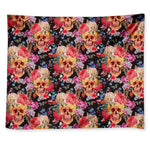 Blossom Peony Skull Pattern Print Tapestry