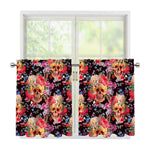 Blossom Peony Skull Pattern Print Tier Curtains