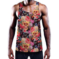 Blossom Peony Skull Pattern Print Men's Workout Tank Top