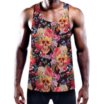 Blossom Peony Skull Pattern Print Training Tank Top