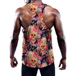 Blossom Peony Skull Pattern Print Training Tank Top