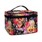 Blossom Peony Skull Pattern Print Travel Makeup Bag