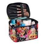 Blossom Peony Skull Pattern Print Travel Makeup Bag