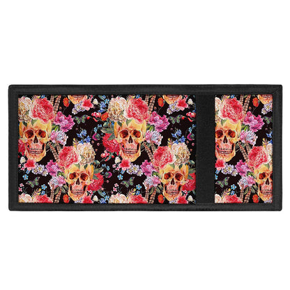 Blossom Peony Skull Pattern Print Trifold Wallet