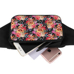 Blossom Peony Skull Pattern Print Waist Bag