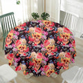 Blossom Peony Skull Pattern Print Waterproof Round Tablecloth