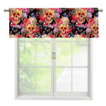 Blossom Peony Skull Pattern Print Window Valance