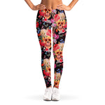 Blossom Peony Skull Pattern Print Women's Leggings