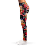 Blossom Peony Skull Pattern Print Women's Leggings