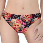 Blossom Peony Skull Pattern Print Women's Thong