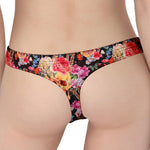 Blossom Peony Skull Pattern Print Women's Thong
