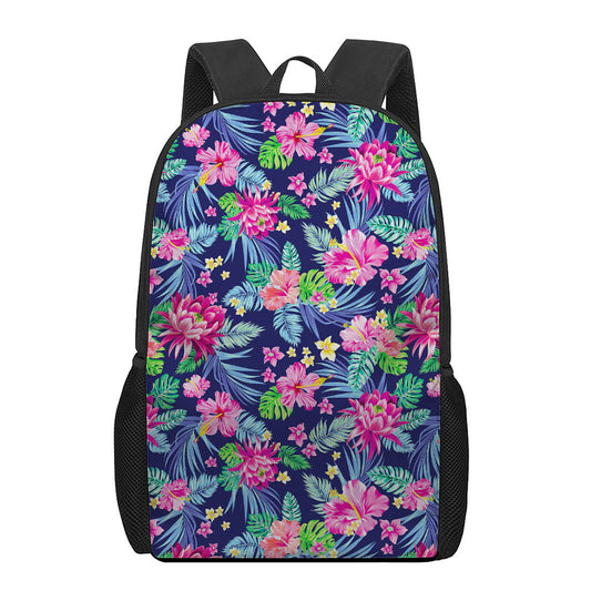 Blossom Tropical Flower Pattern Print 17 Inch Backpack