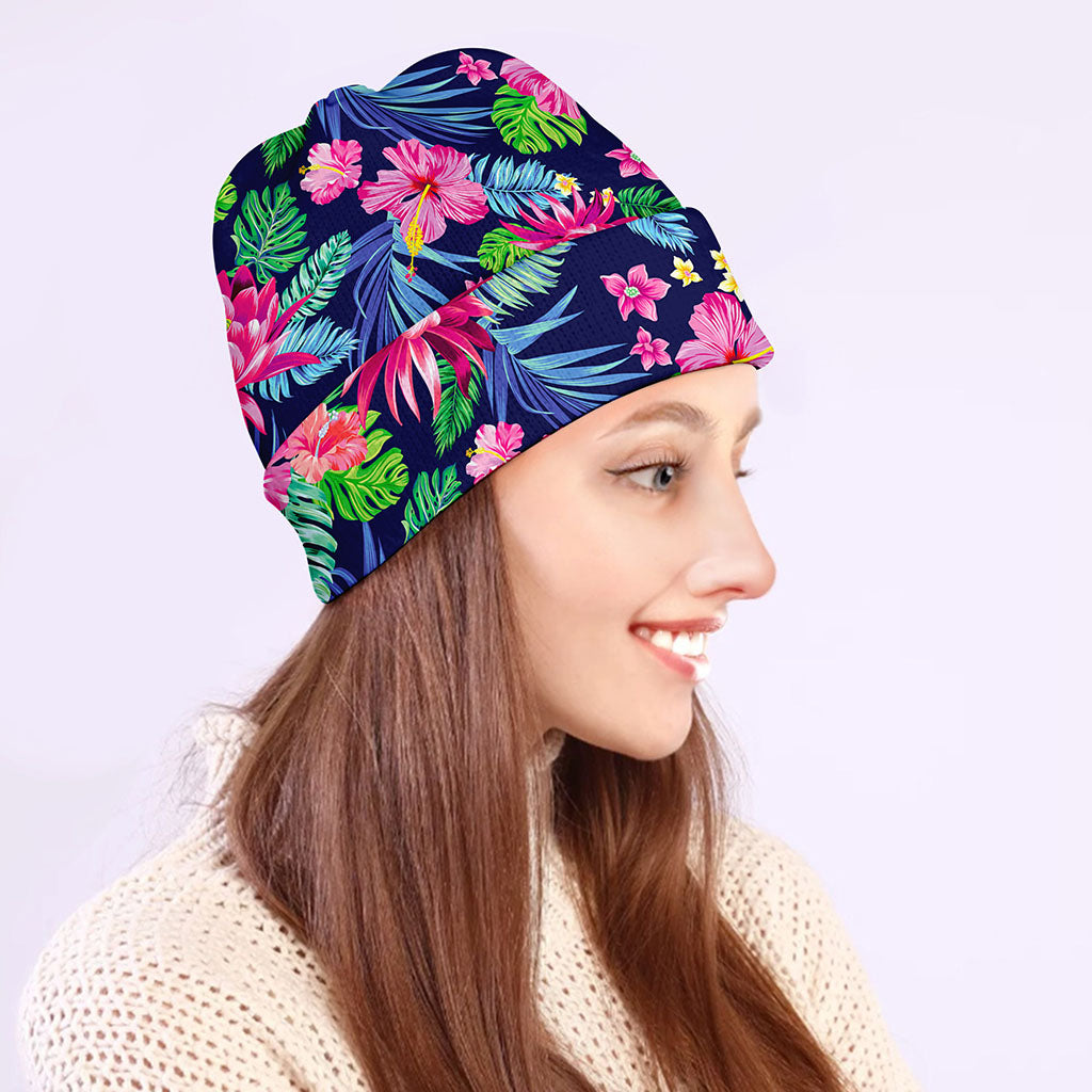Blossom Tropical Flower Pattern Print Beanie