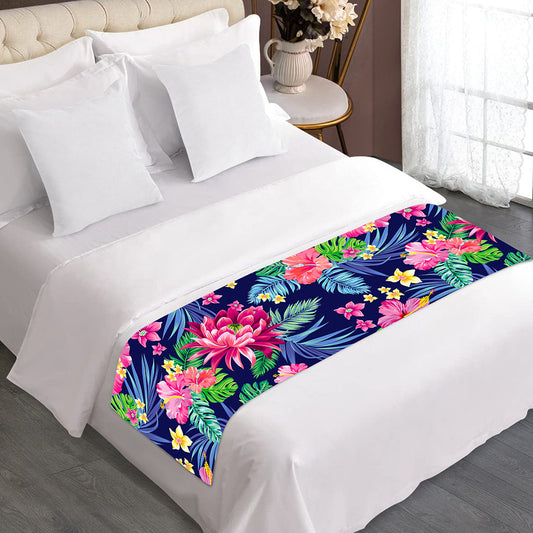 Blossom Tropical Flower Pattern Print Bed Runner