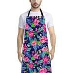 Blossom Tropical Flower Pattern Print Bib Apron With Pocket