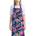 Blossom Tropical Flower Pattern Print Bib Apron With Pocket