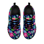 Blossom Tropical Flower Pattern Print Black Running Shoes