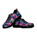 Blossom Tropical Flower Pattern Print Black Running Shoes