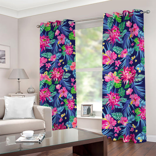 Blossom Tropical Flower Pattern Print Blackout Grommet Curtains