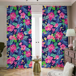 Blossom Tropical Flower Pattern Print Blackout Pencil Pleat Curtains