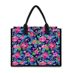 Blossom Tropical Flower Pattern Print Canvas Tote Bag